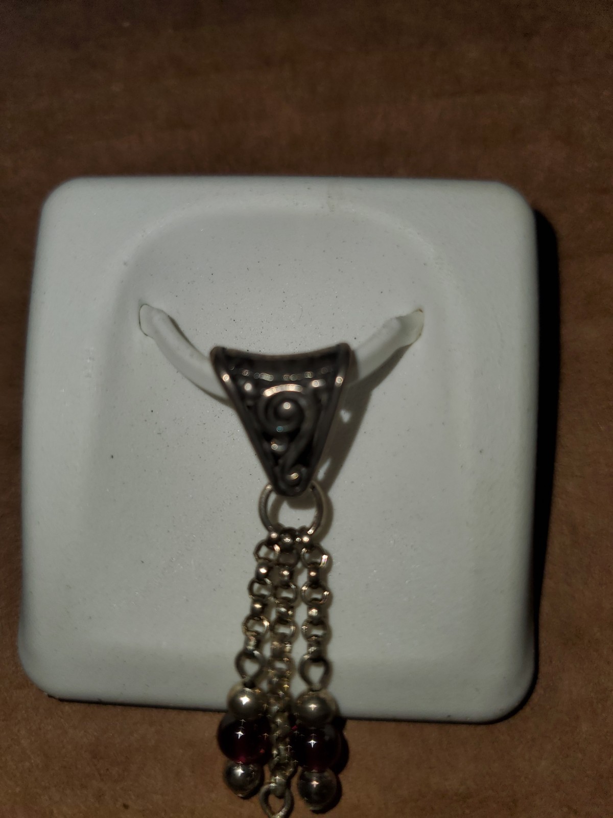 925 Sterling Silver Signed Charm Pendant Dangle Chains Purple Beads