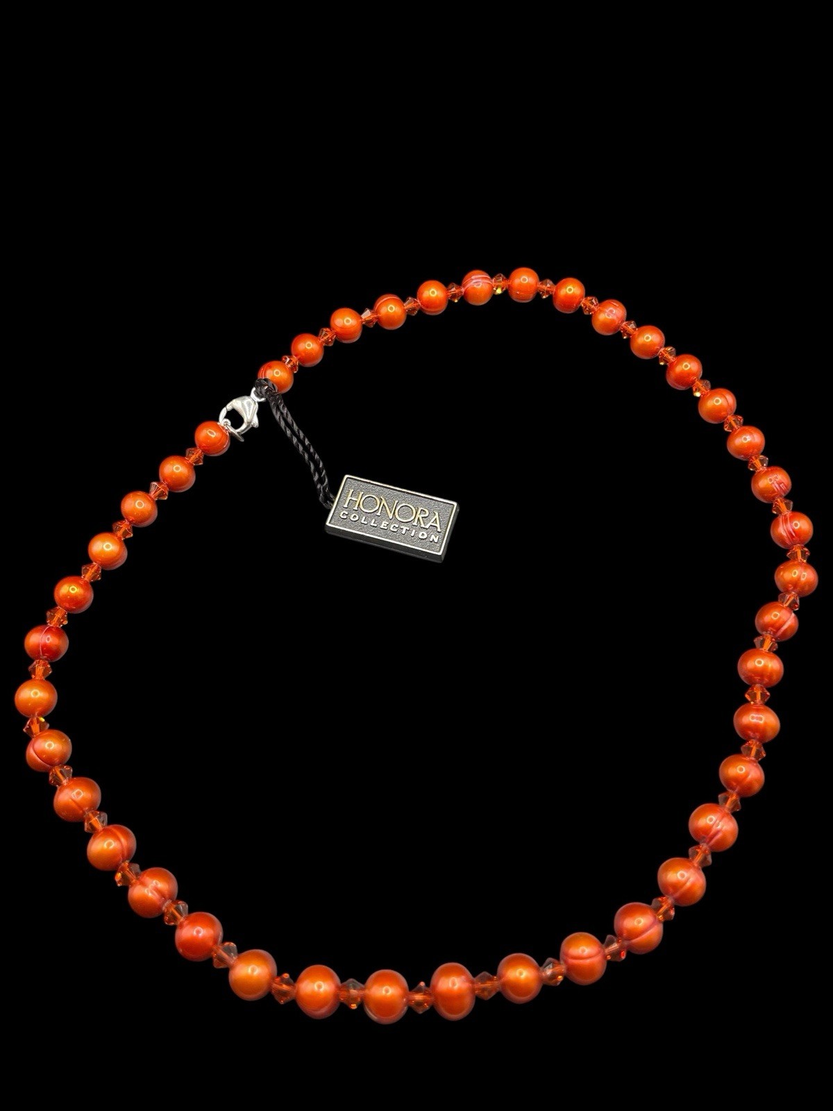 SET OF TWO STRANDS HONORA METALIC ORANGE FRESHWATER PEARL NECKLACES NEW IN BOX