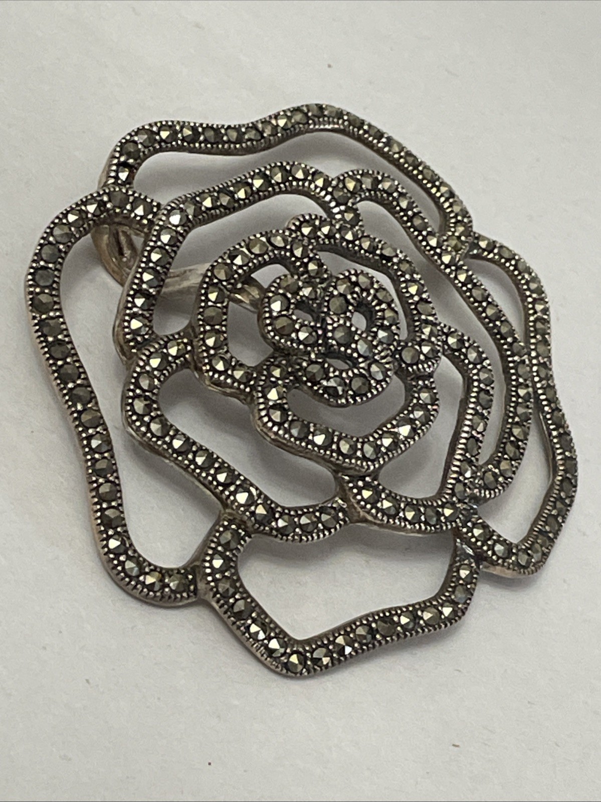 Sterling Silver Marcasite Flower Pendant