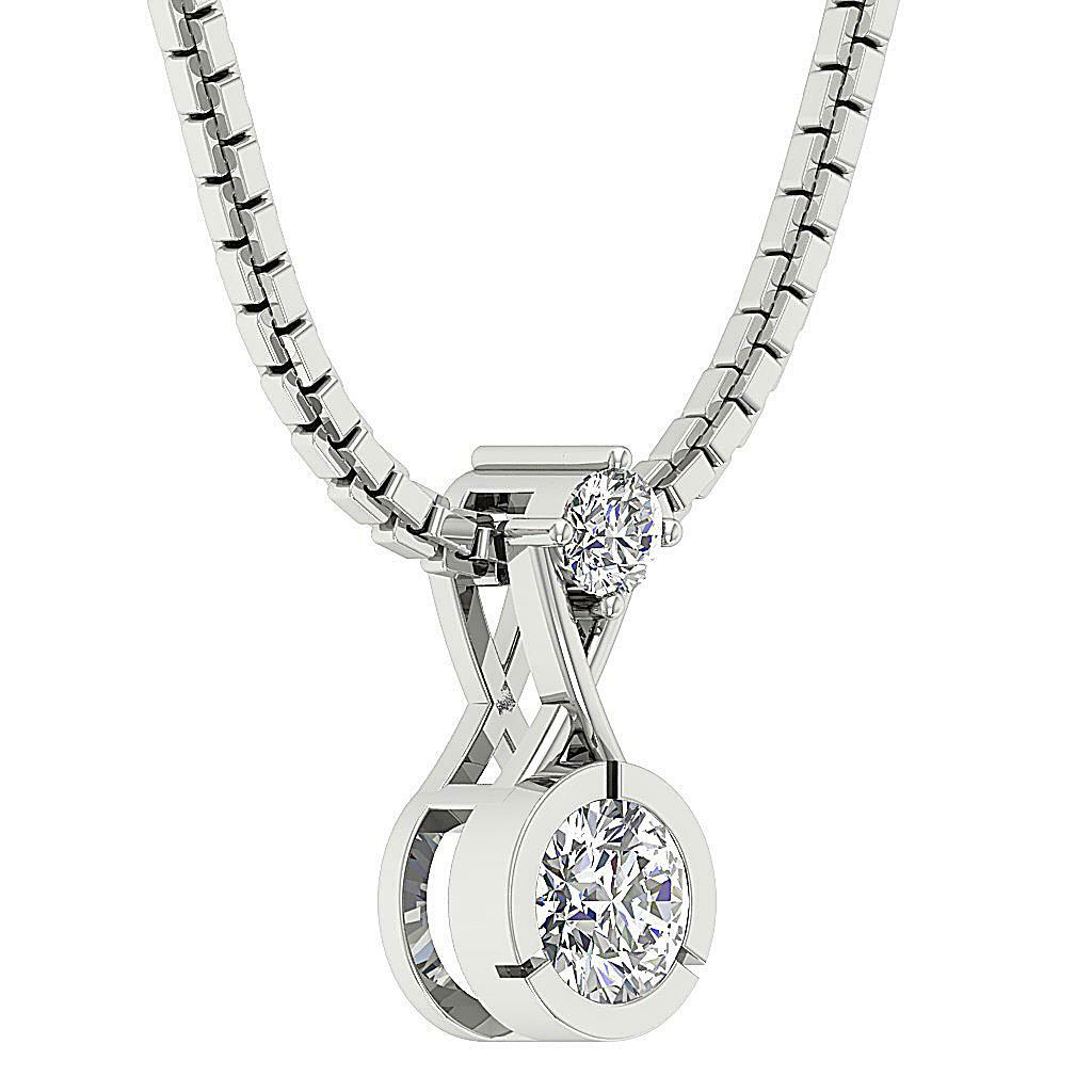Solitaire Pendant I1 G 0.40 Carat Natural Diamond Rose Gold Prong Bezel Set