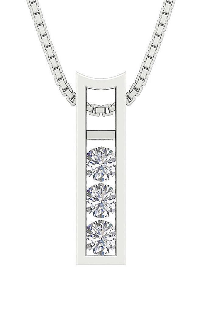 Fashion Pendant Necklace I1 G 1/2Ct 3 Stone Round Diamond 0.70Inch 14K Rose Gold
