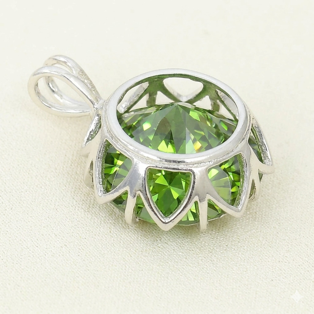 RARE 11.75 Ct Green Diamond Solitaire Pendant, Amazing Shine, FREE Studs