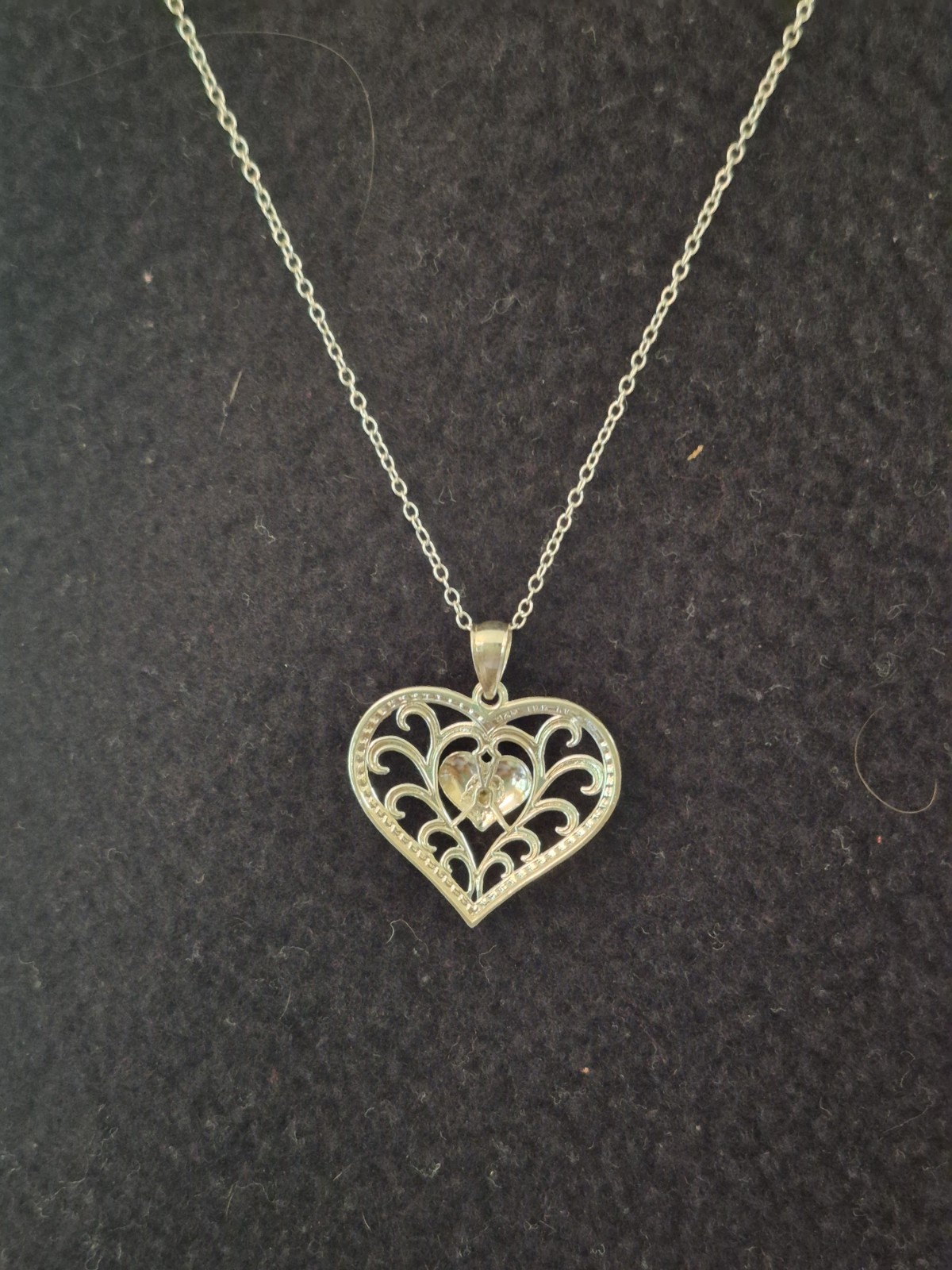 Stefani Argento .925 Sterling Silver and 10k Gold Heart Pendant Necklace