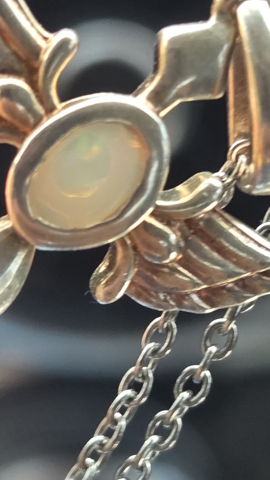 925 Sterling Silver Oval White Opal Bezel Angel Charm Pendant Cable Necklace