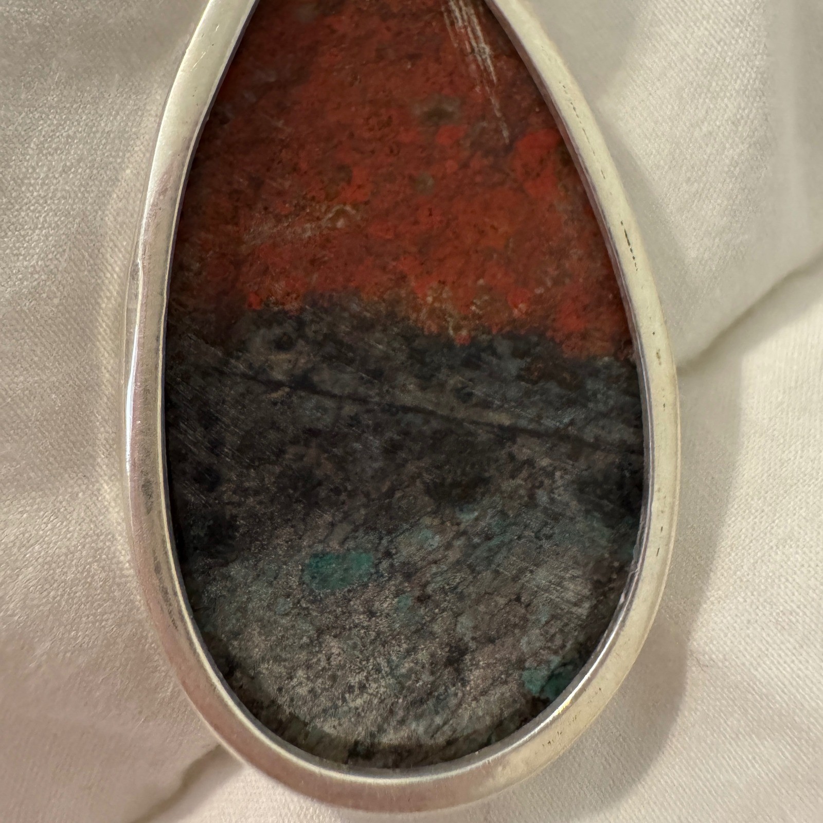 Natural Sonora Sunset Teardrop Pendant 925 Silver – Chrysocolla Cuprite Tenorite