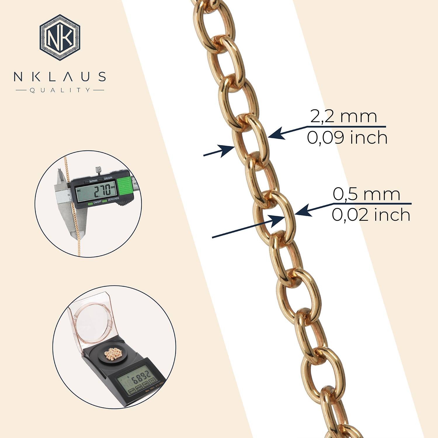 70cm Elegant Anchor Chain Brass Gold Plated 2.2mm Wide Necklace Brass Chain