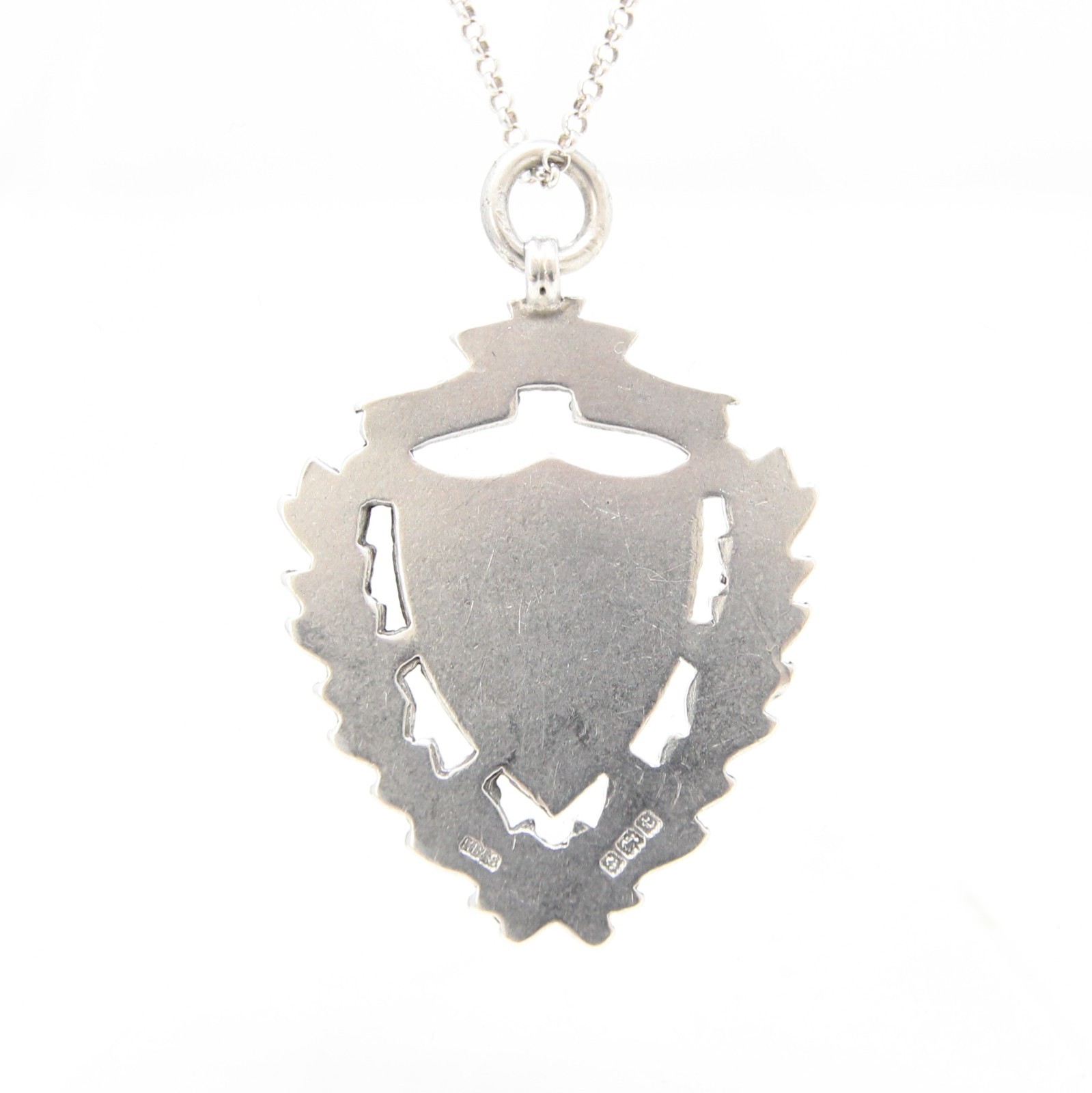 Antique 1918 English HM Solid Sterling Silver Shield Watch Fob Medal Pendant