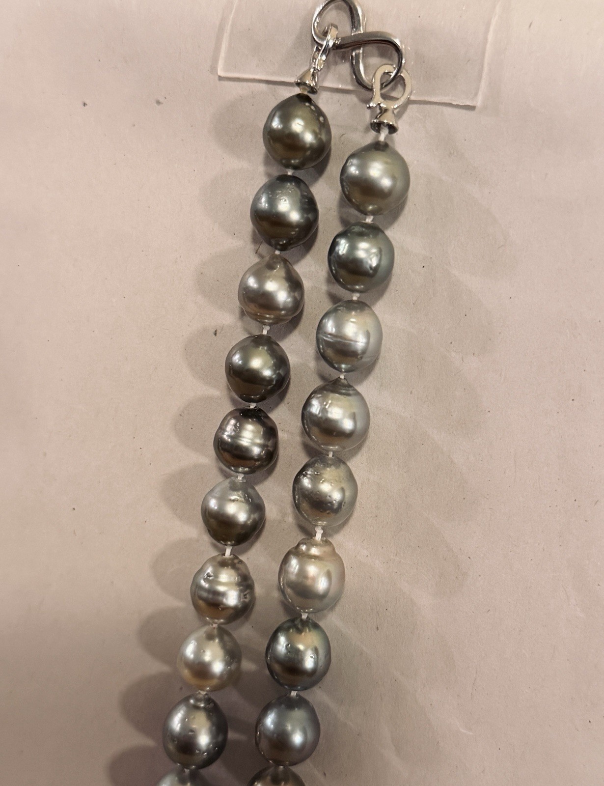 Large Tahitian Pearl Necklace 10.6-11.2mm 18″ Silver Seawater Pearls NEW