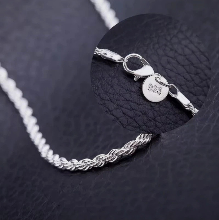 925 Sterling Silver Italian Rope Chain Men’s Necklace 4mm – NEW**