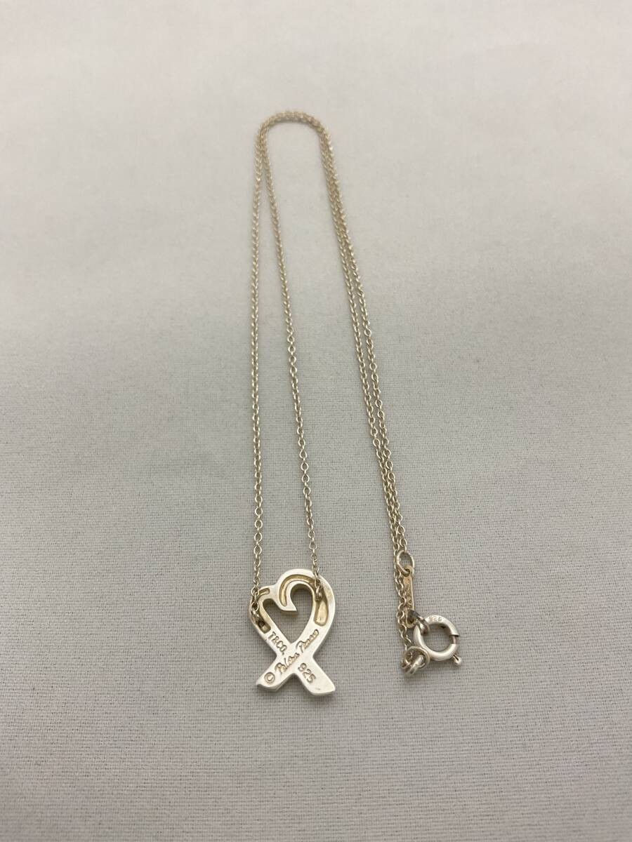 Authentic TIFFANY & Co Loving Heart Pendant Necklace Silver 925 Charm 17.3 in