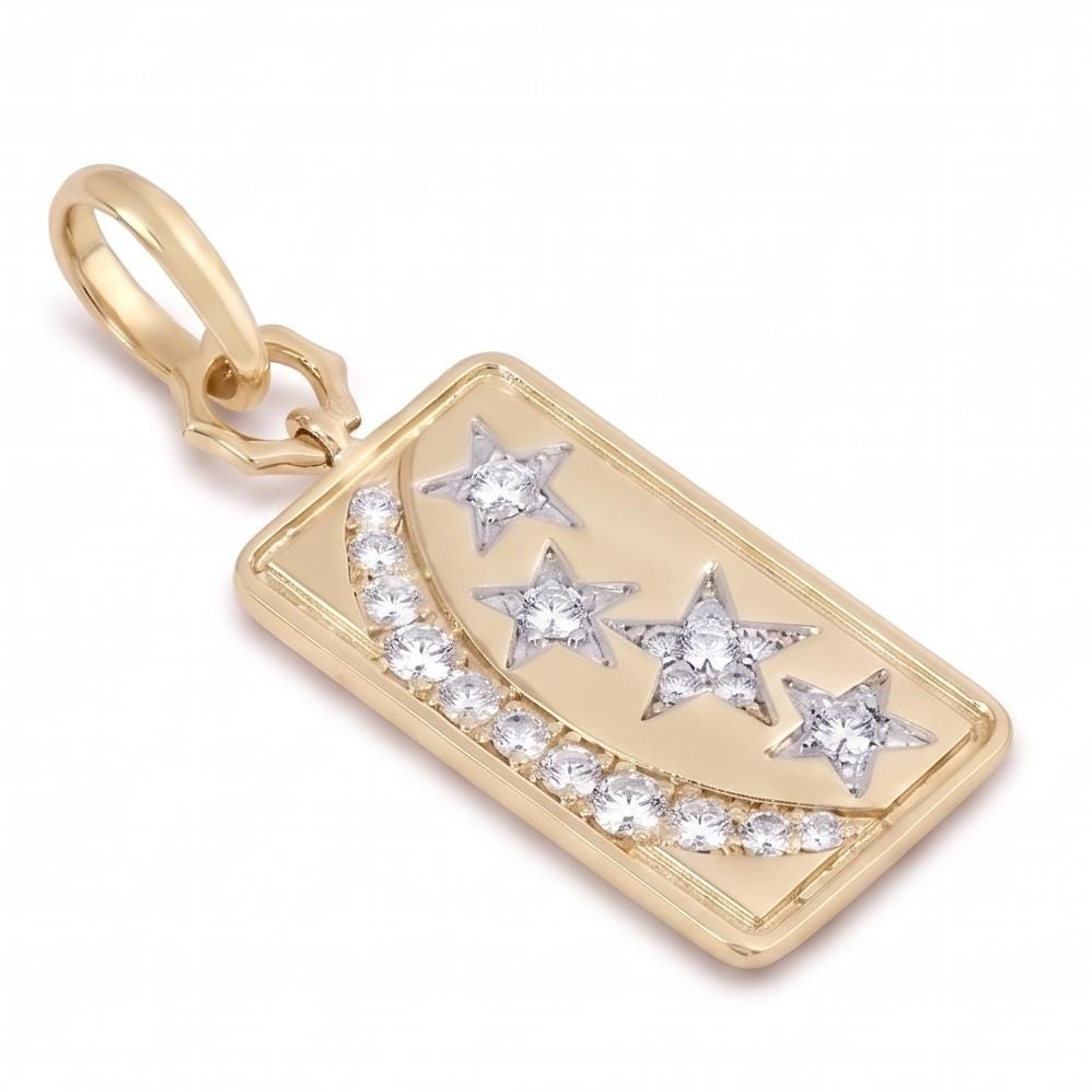 0.41 ct Natural Diamond Celestial Moon Star Pendant 14K Gold Solid Gold Pendant
