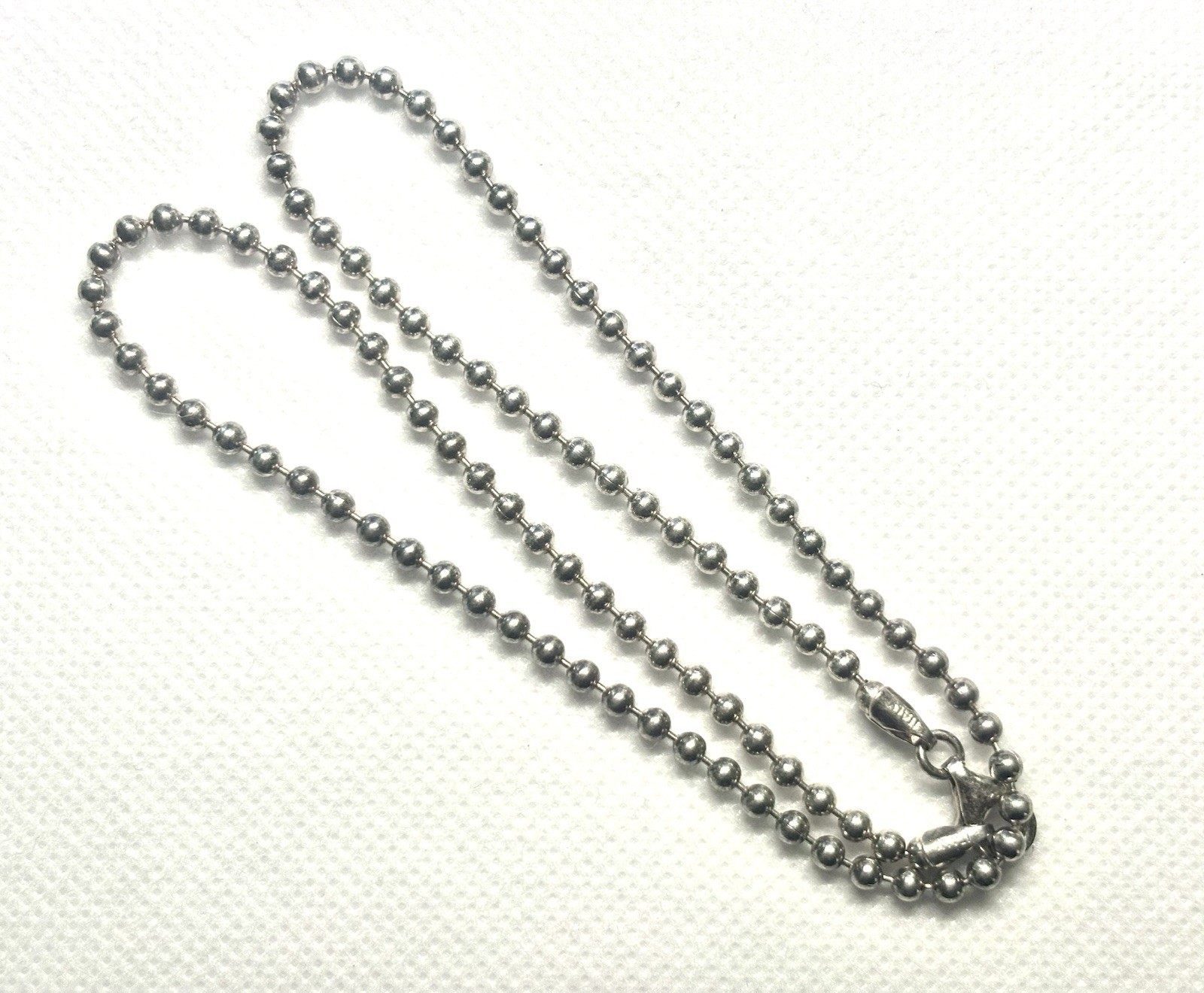 K63 – Italy 925 Sterling Silver 3 mm Bead Link Chain 15” Necklace Choker 10.71g