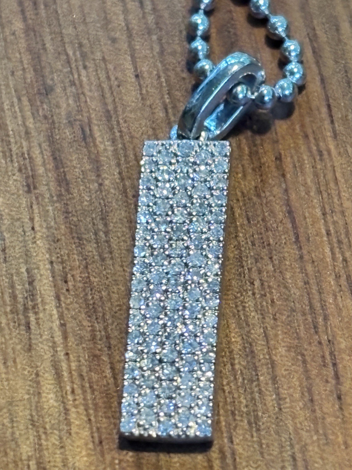 Pave Diamond Rectangle Pendant,925 Sterling Silver – Diamond Pendant IGI Cert