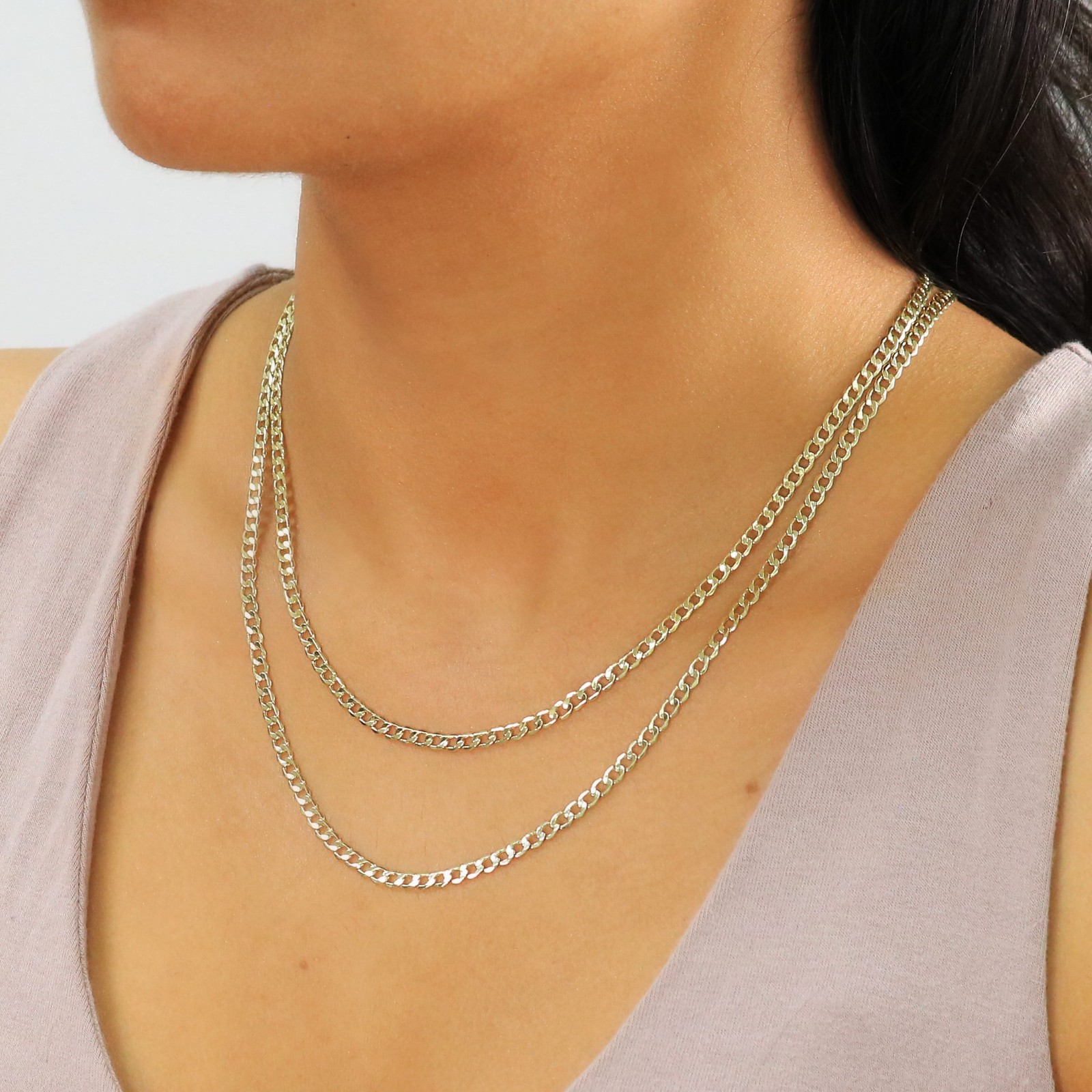 10K Yellow Gold 3.5mm Curb Cuban Link Chain Pendant Necklace Mens Womens 16″-30″