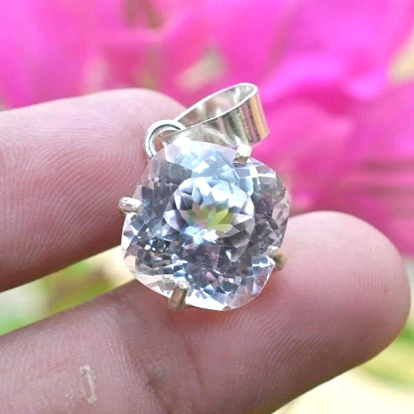 Natural Cushion Cut 26.85 Ct White Sapphire 925 Solid Silver Pendant Gemstone