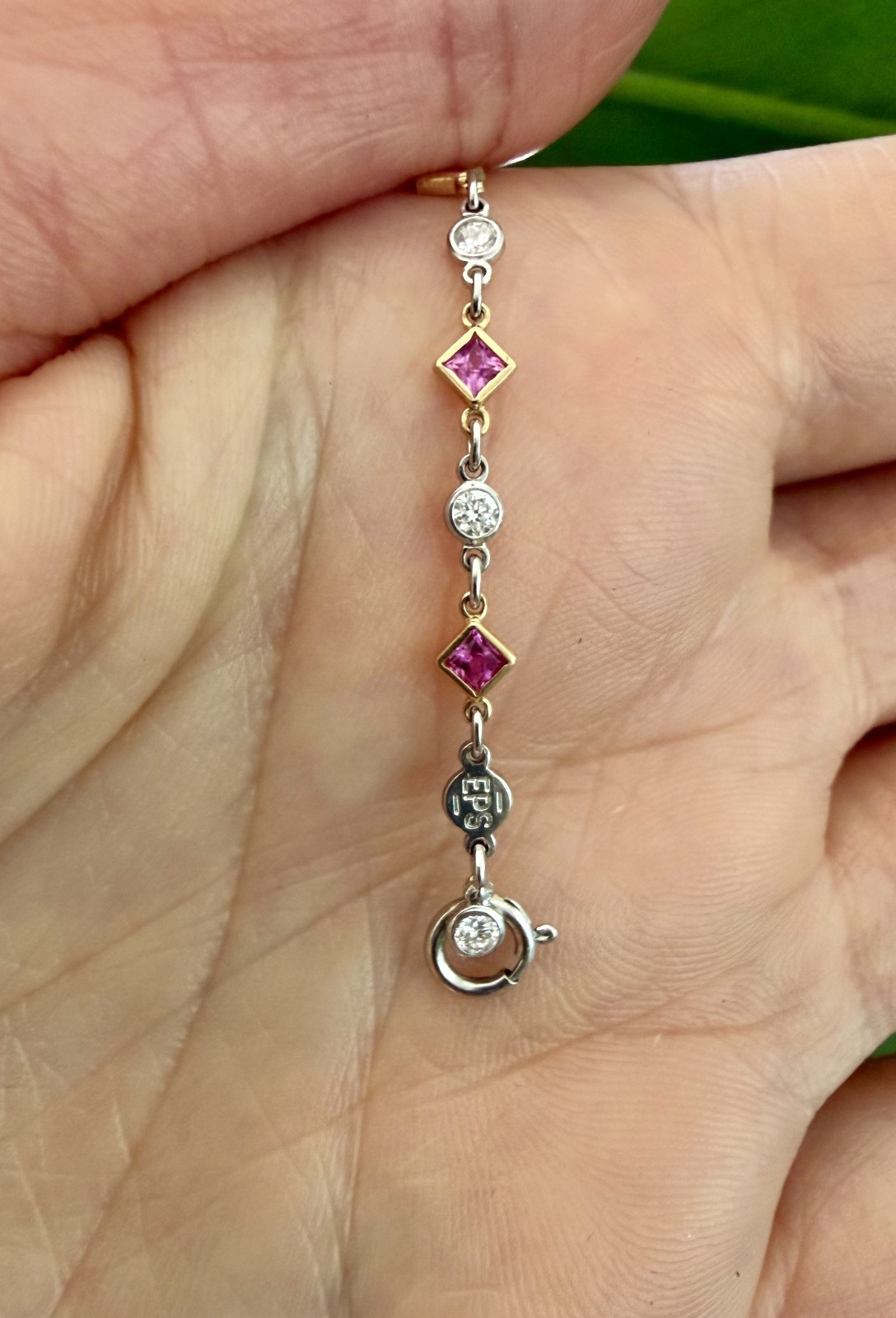 18K/Platinum Diamond & Pink Sapphire By the Yard Necklace 1.53/2.65CT