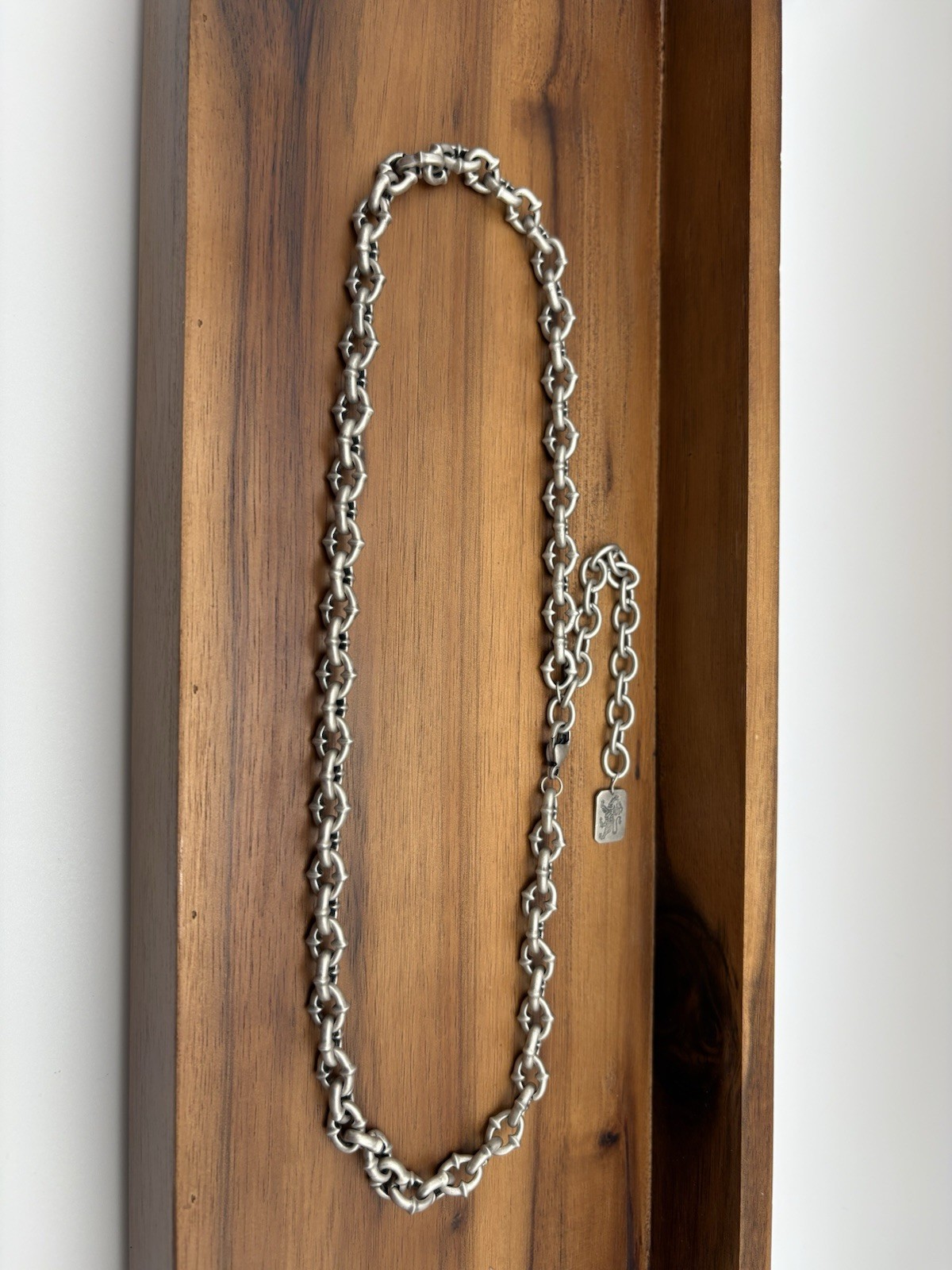 HEAVY SPIKE CHAIN STERLING SILVER 925 CABLE LINK NECKLACE 18+4 INCH 22 9MM 63.8G