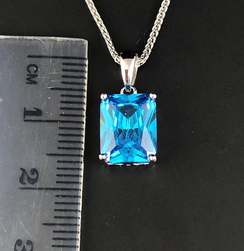 Elegant Mens Blue Topaz Pendant 925 Sterling Silver Ring Jewelry Pendant
