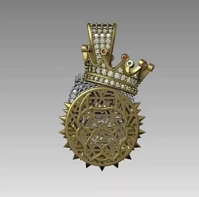 2.50 Ct Round Cut Real Moissanite Pitbull Dog Pendant 14K Yellow Gold Plated