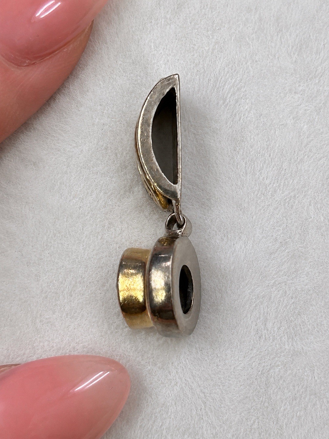Sterling Silver Blue Topaz Pendant 925 Gold Accent Artisan Slide Pendant