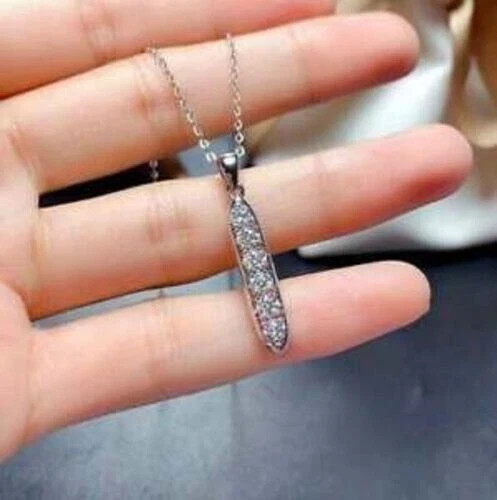 2.50Ct Lab Created Diamond Journey Pendant 14K White Gold Finish 18″ Free Chain