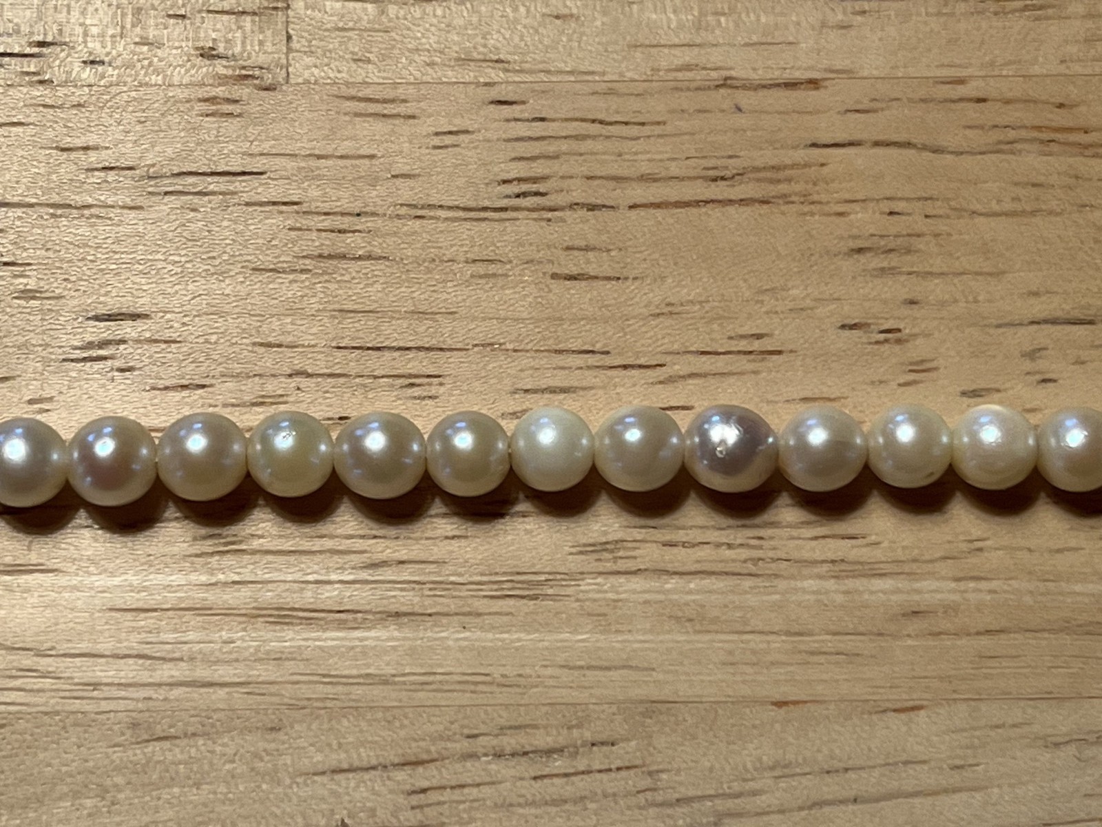 Genuine pearl, 13 inch necklace, 14k white gold clasp, 6 – 7 mm pearls