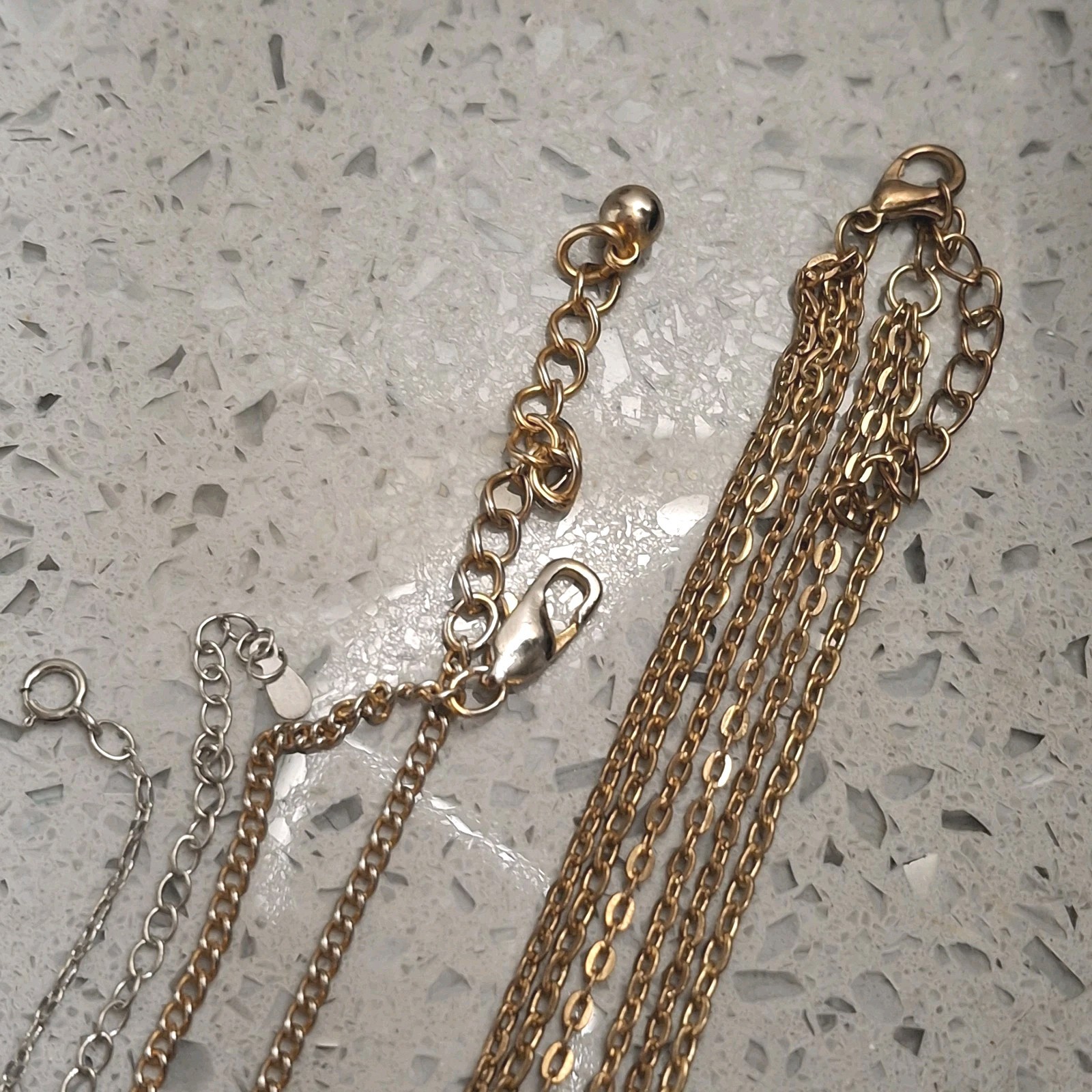 Lot Vintage Y2K Necklaces .925 Sterling Silver Crystals 16-20″ Adjusts Layered 4
