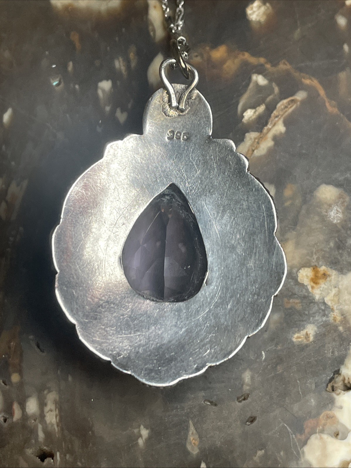 Faceted Amethyst And Sterling Silver Gold Accents Boho 23.5” Pendant Necklace