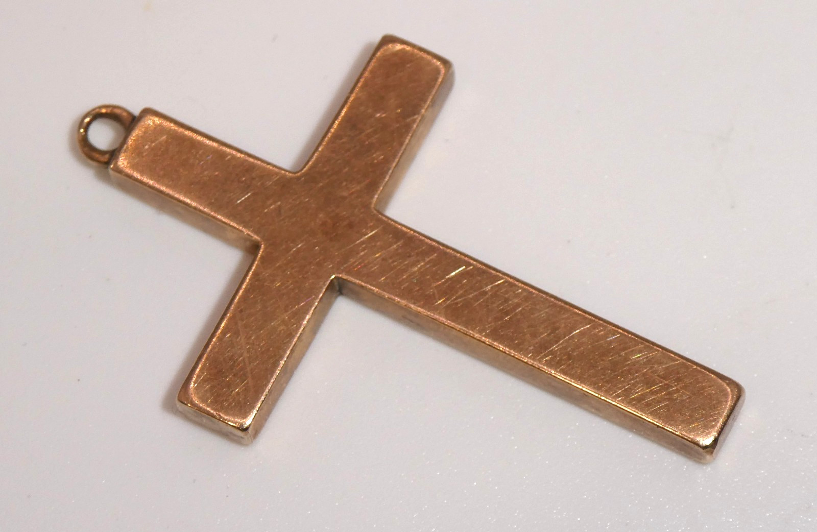 Vtg 10K Rose Gold Victorian Etched Engraved Cross Pendant 2.09g 1 1/2″ Catholic