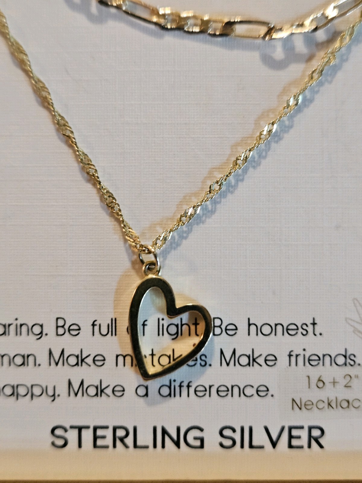 Olivia And Jackson Gold Over Sterling Silver Heart Charm Be You Necklace 16”+2”