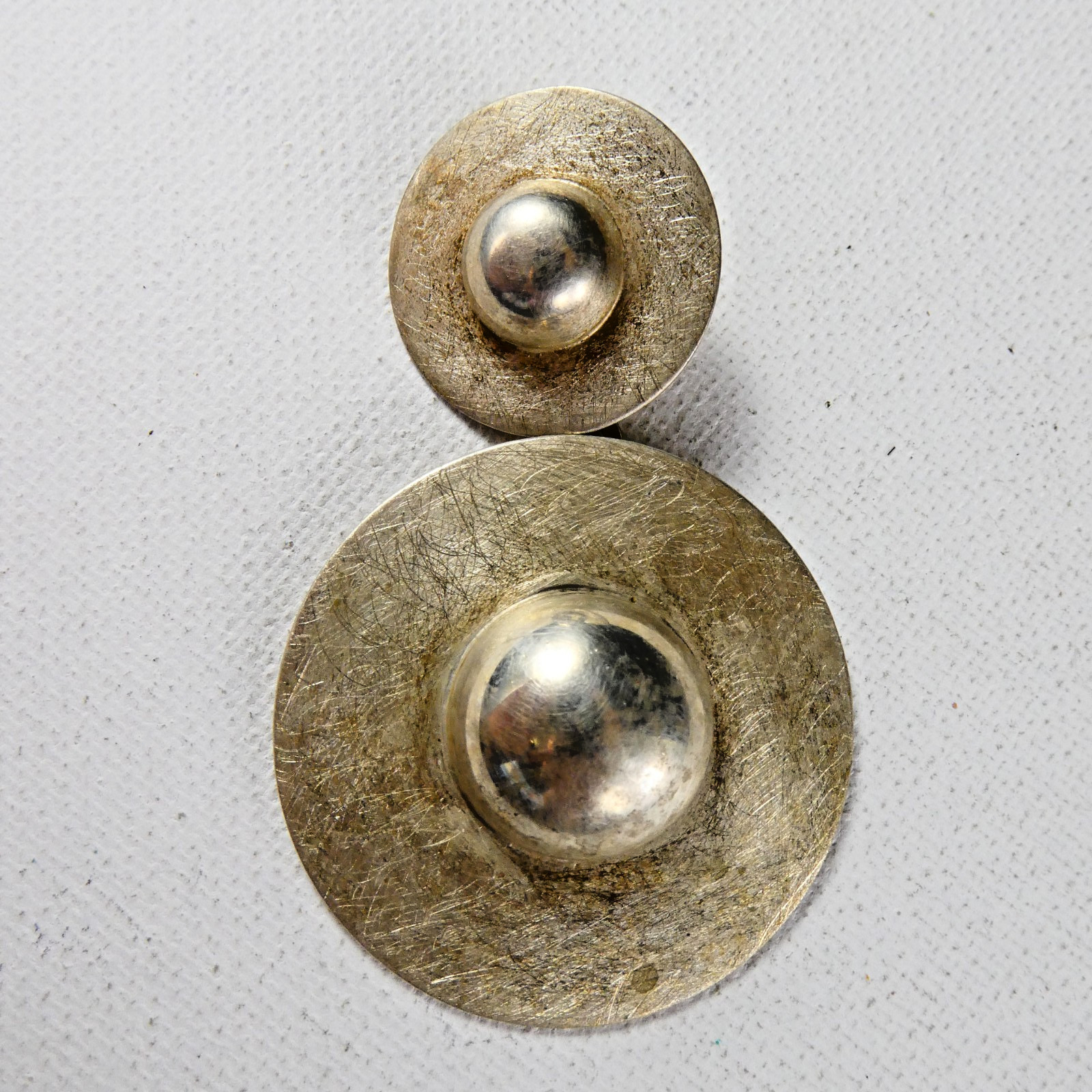 Vintage Modernist Sterling Silver Pendant 925 Round 2.25″ MOD Retro