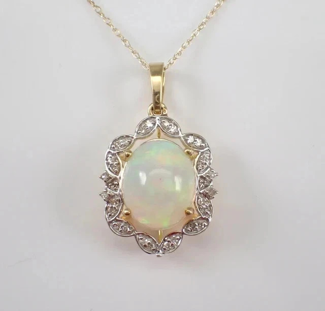 Natural Fire Opal 3Ct Oval Cut Vintage Halo Pendant 14KYellow Gold Plated Silver