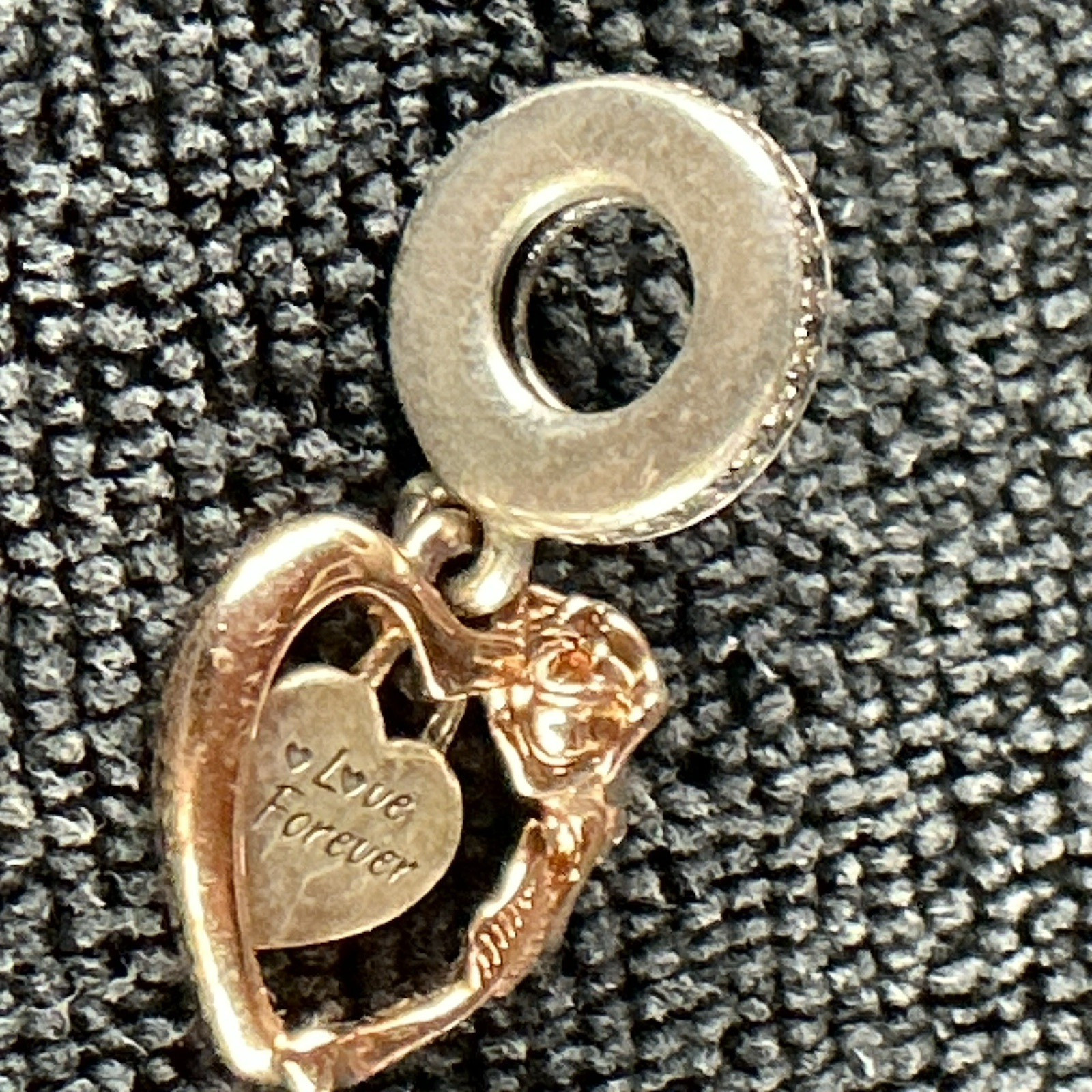 PANDORA 925 Sterling Silver Rose Heart Dangle Charm