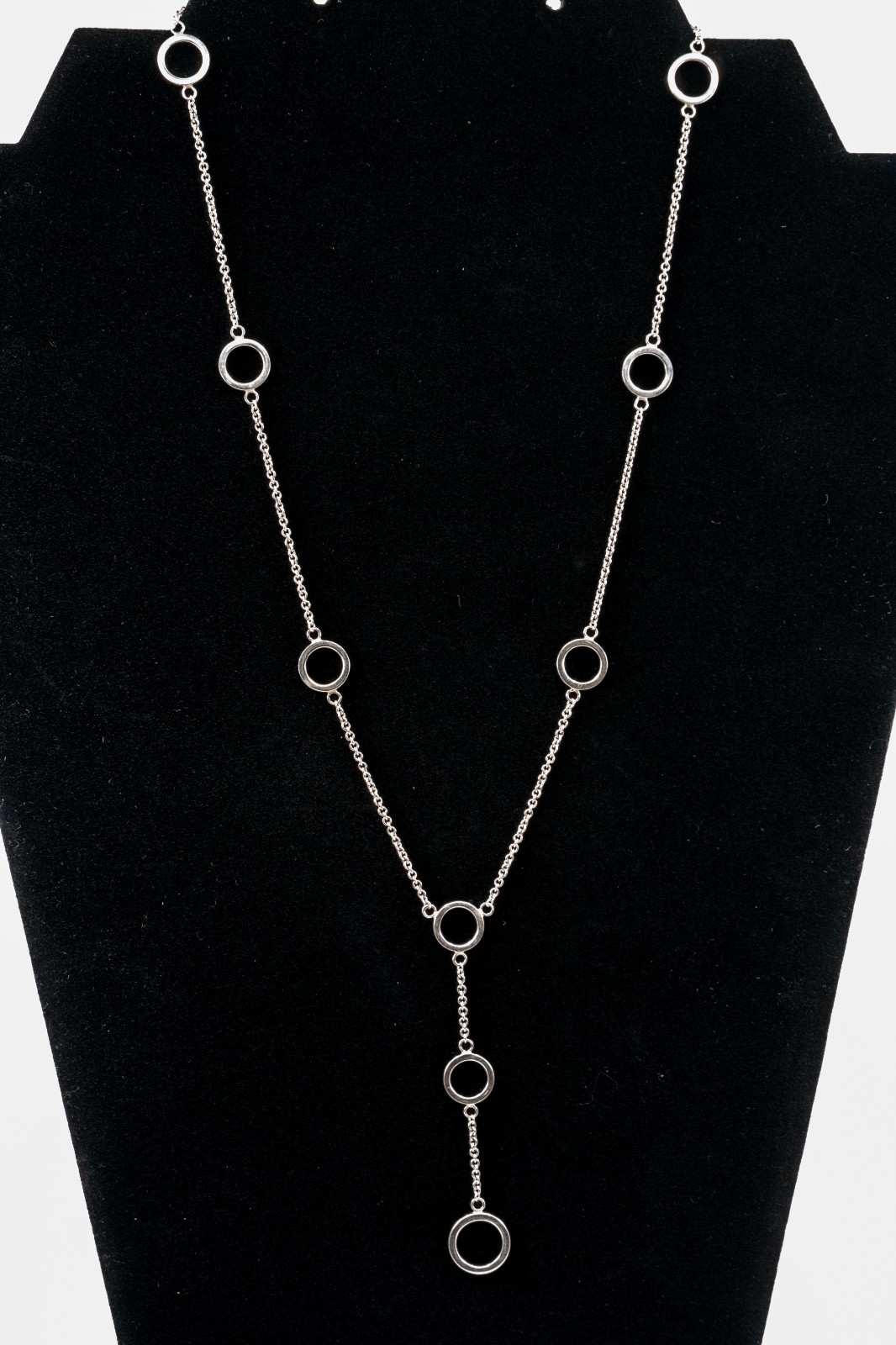 Tiffany & Co. 925 Sterling Silver Multi Circles Lariat Station Necklace 16″