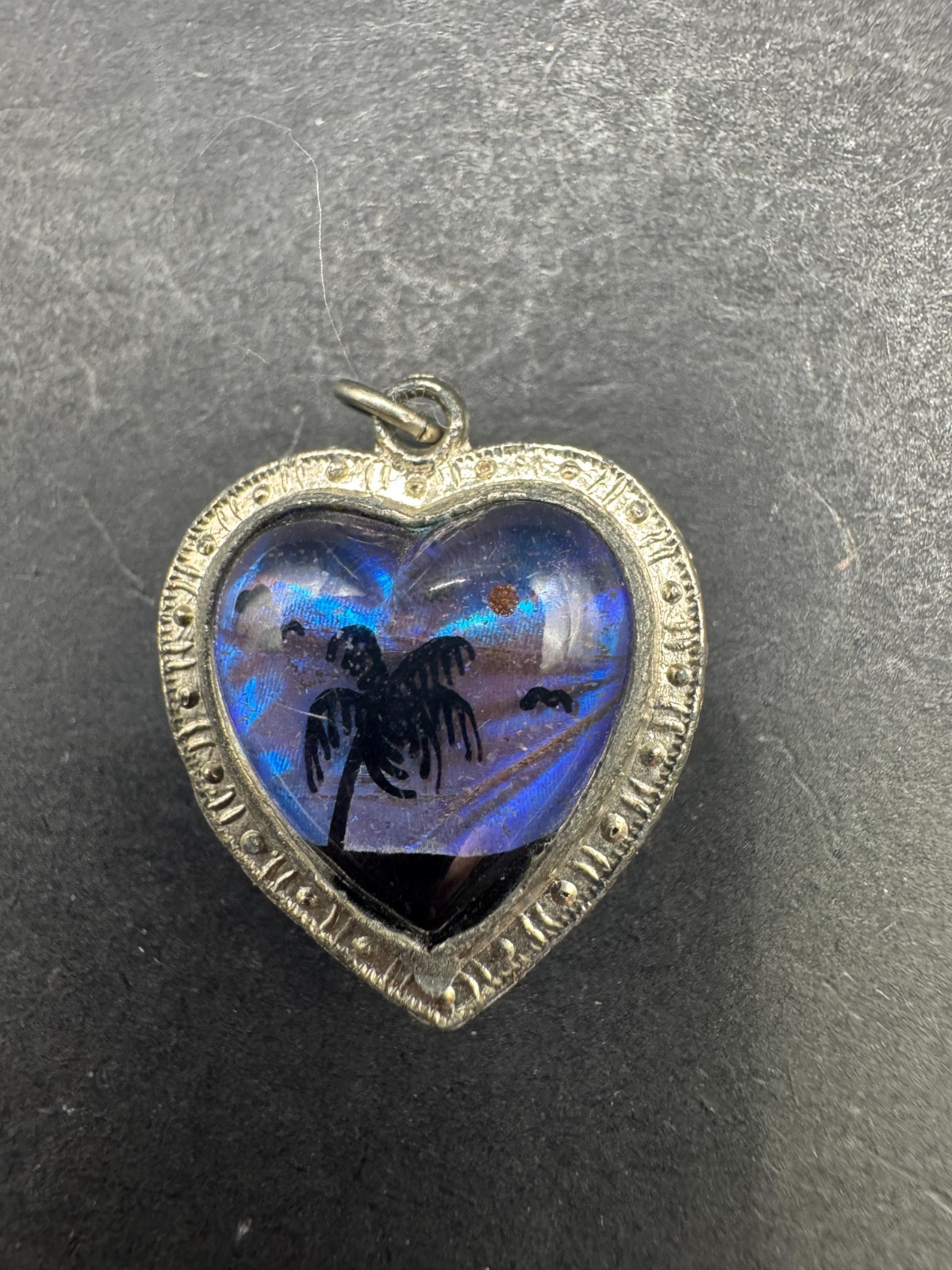 Double Sided Butterfly Wing Heart Charm Flamingo & Beach Charm