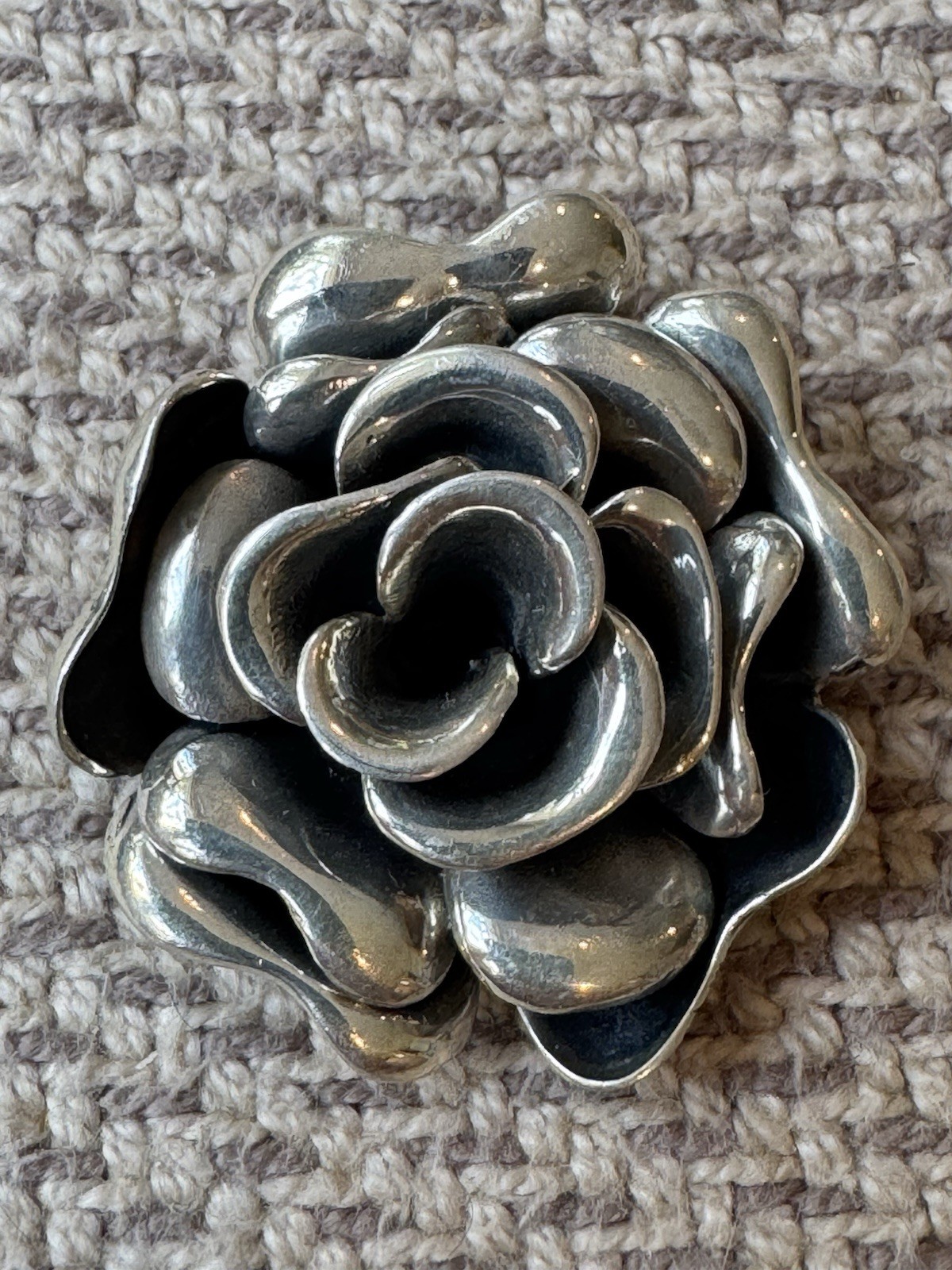 Vintage Sterling Silver 925 Thailand Rose Flower 1.5” Pendant for Necklace