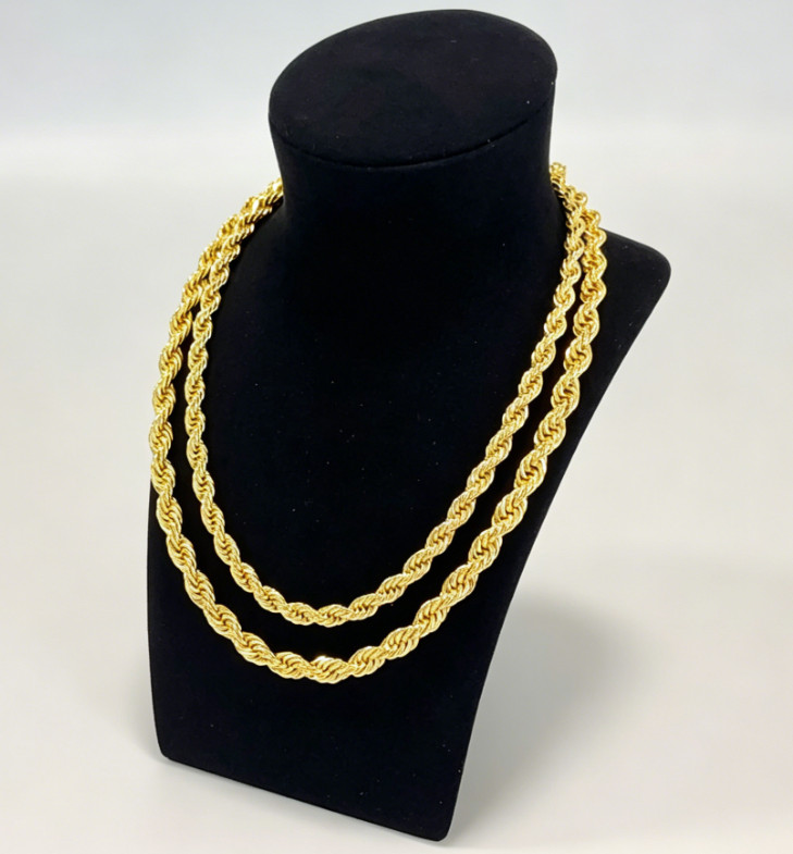 Real 14K SOLID Yellow Gold Rope Chain 1.5-9mm 20-26Inches necklace Lobster Lock