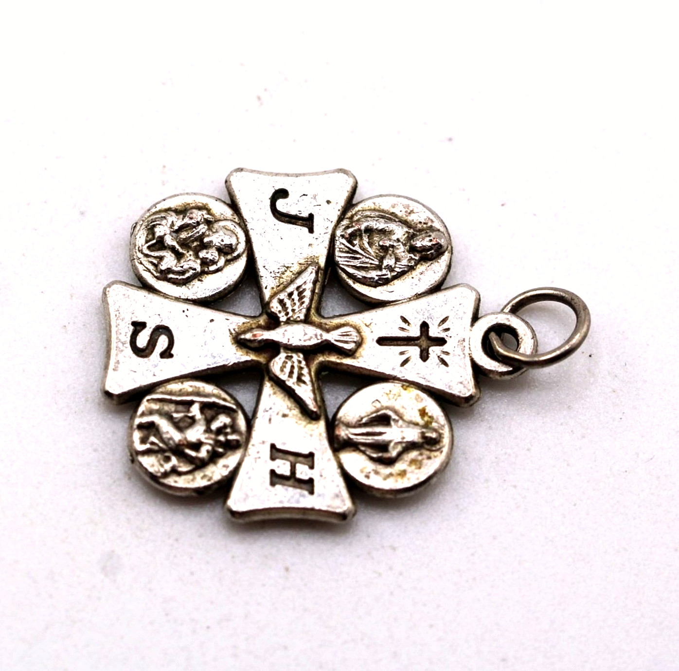 Pendant Vintage Italy Silver Four-way Maltese Cross Medal 70274