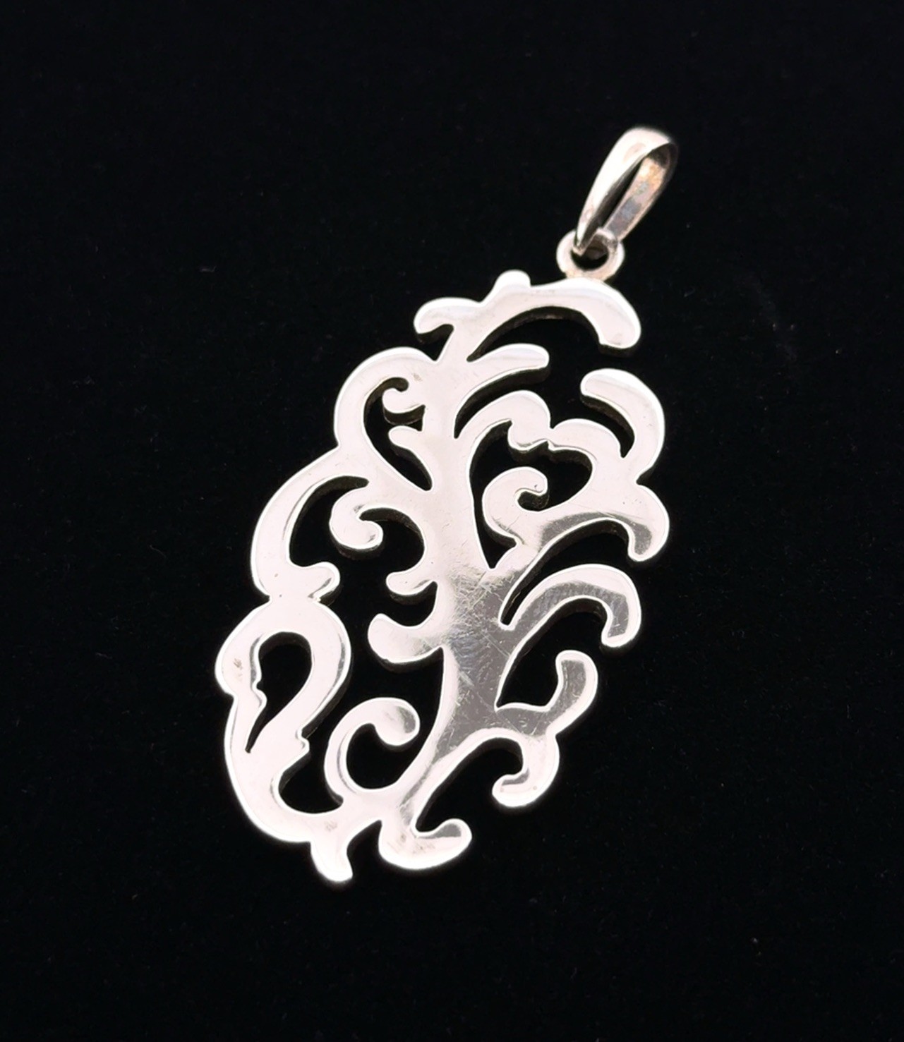 BARSE Thailand 925 Sterling Silver Scroll Filigree Pendant 10.3g