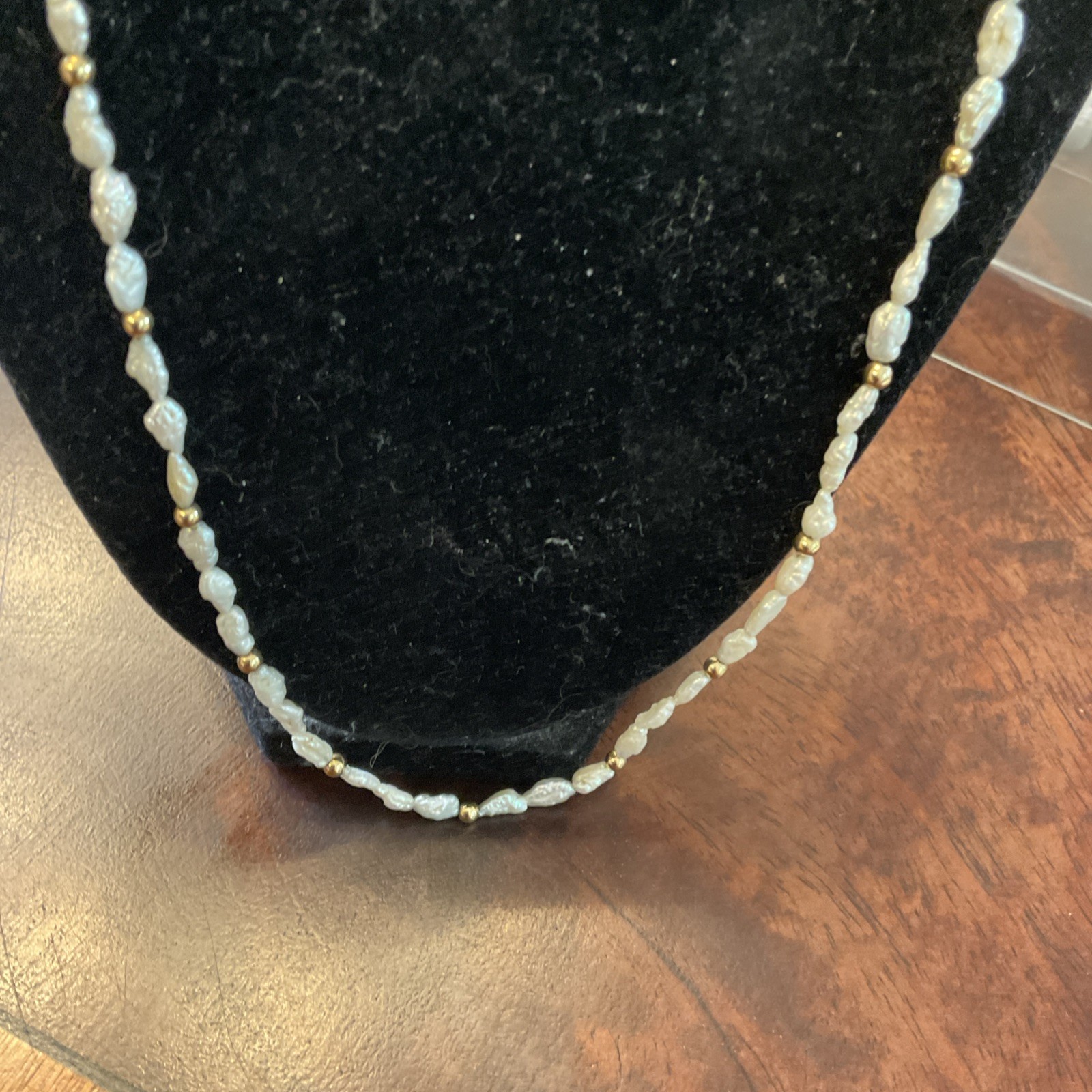 14K Gold & Small Rice Pearl Necklace –Convertible Single or Layered Strand,7.62g