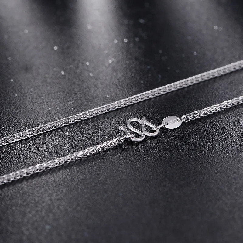 PT950 Pure Platinum 950 Chain 1.2mm-3.5mm Lucky Wheat Link Necklace 16-24inch