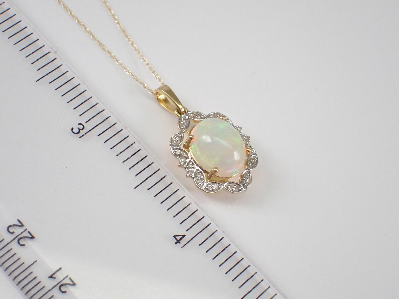 2 Ct Oval Cut Lab Created Fire Opal Halo Pendant Necklace 14K Yellow Gold Plated