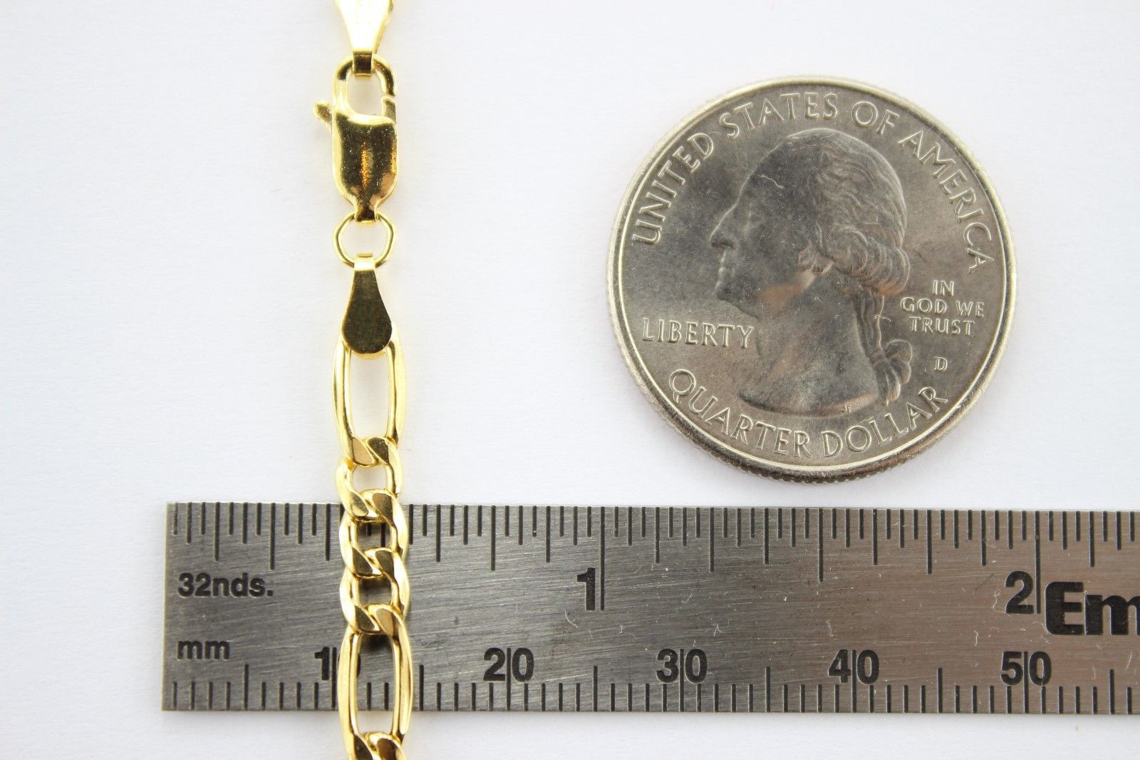 Authentic 14K Yellow Gold Hollow Figaro Chain Necklace 1.9mm-7.5mm 16″~30″