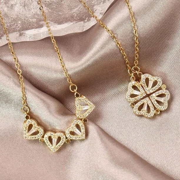 3Ct Round Cut Lab Created Diamond Magnetic Flower Pendant 14K Yellow Gold Plated