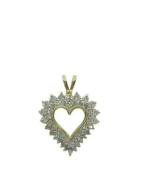 1.50CT Lab Created Diamond Round Heart Love Pendant 14k Yellow Gold Finish