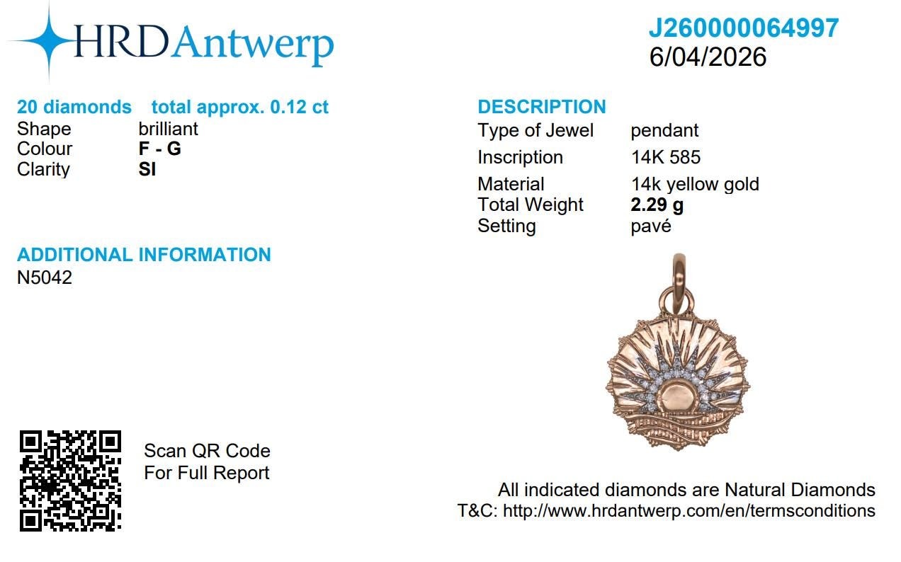 0.12 ct Natural Diamond Sunburst Pendant 14K Gold Solid Gold Layering Pendant