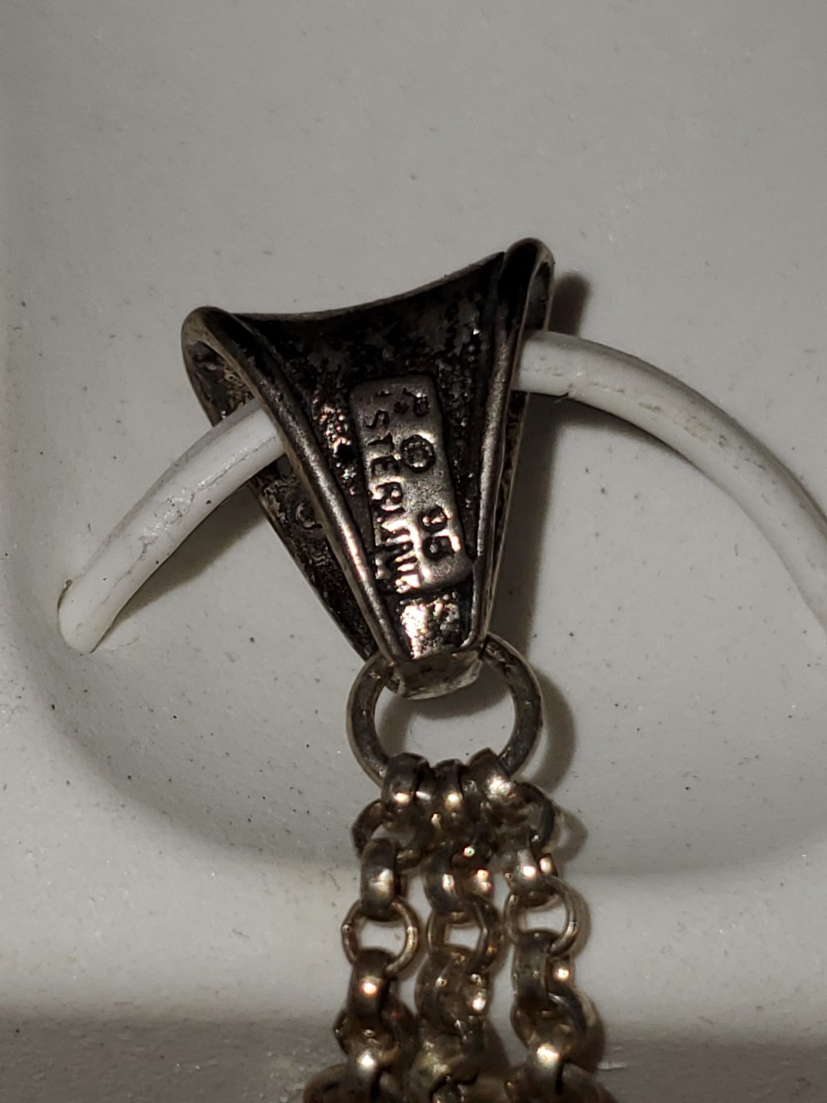 925 Sterling Silver Signed Charm Pendant Dangle Chains Purple Beads