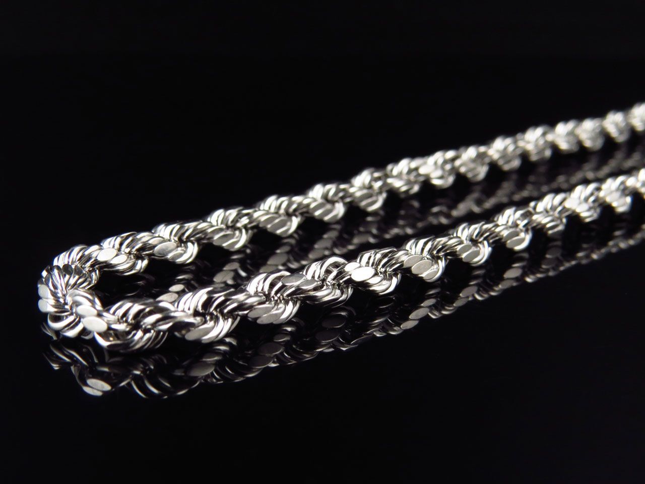 Men’s Or Ladies 10K White Gold Hollow Rope Chain 3.5MM 18-28 Inches