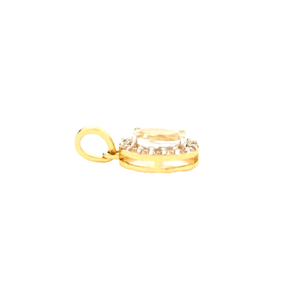 0.78 Ct Natural Aquamarine & Diamonds Halo Pendant For Women In 14k Yellow Gold