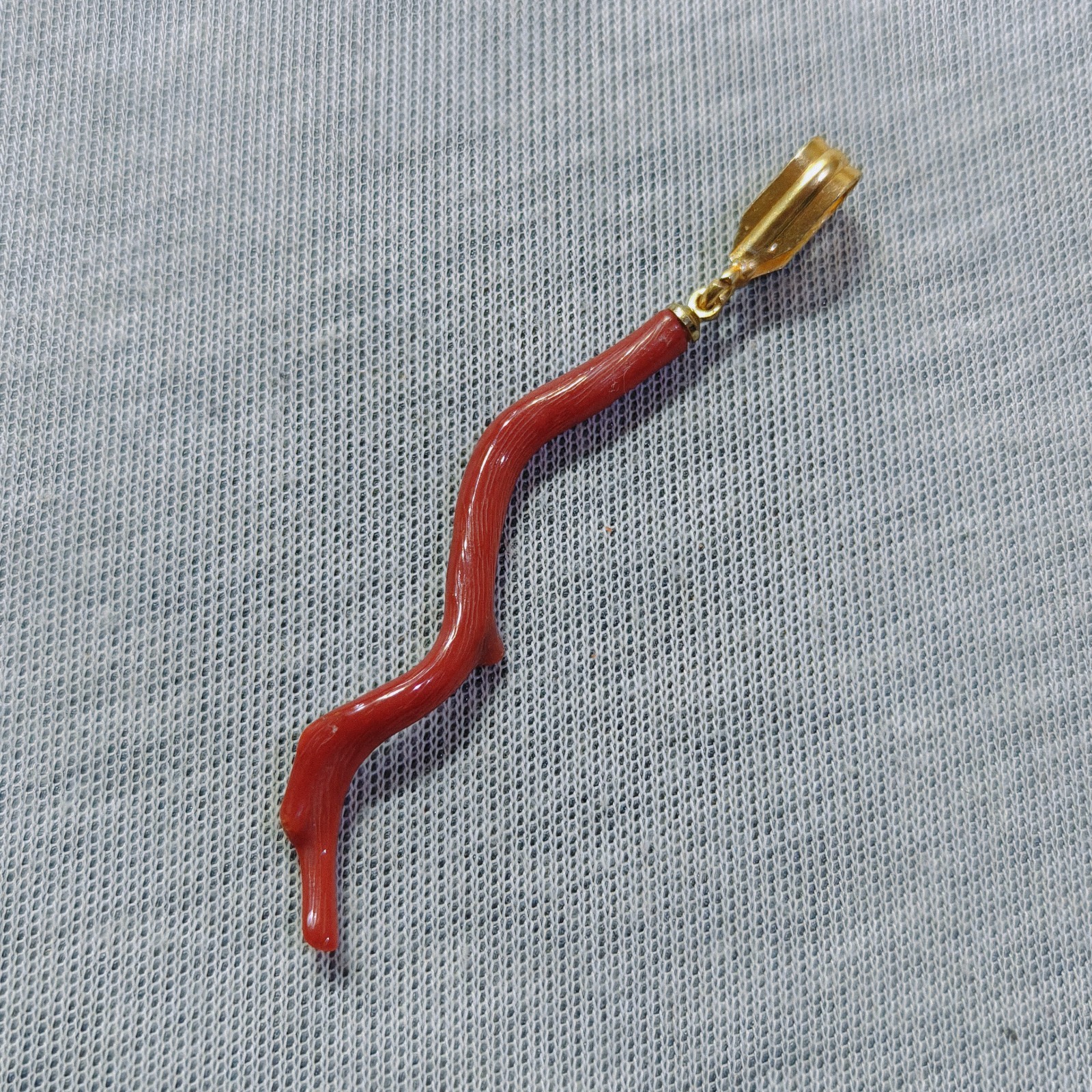 Natural Red Coral Brass Pendent vintage Red Coral Gold Plated Pendant